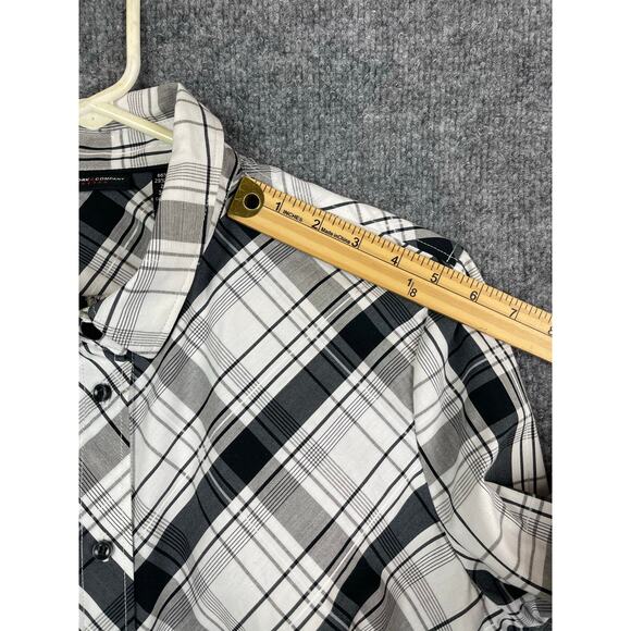 New York & Company Shirt Women’s XL Black/White Plaid Long Sleeve - Picture 12 of 13